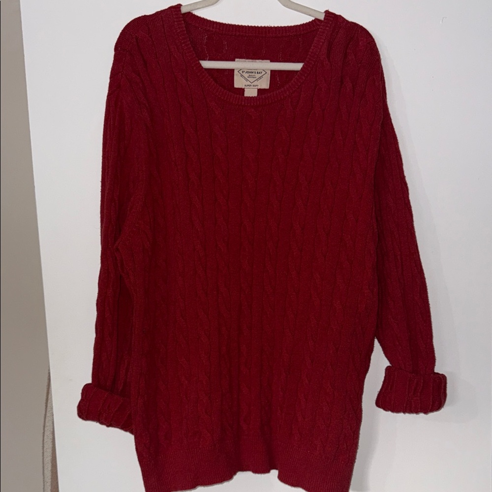 St. John's Bay Rich Red Cable Knit Sweater